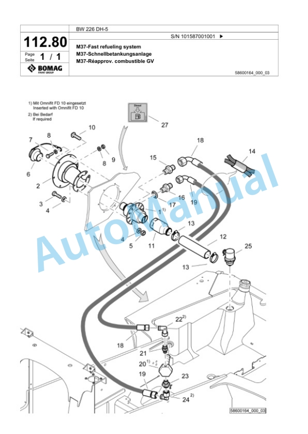 Bomag BW 226 DH-5 Single Drum Wheel Drive Vibratory Roller Spare Parts Catalogue 00825709-3
