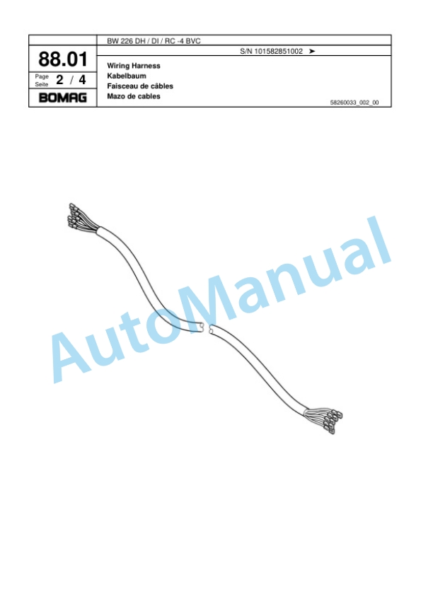 Bomag BW 226 DH-DI-RC-4 BVC Single Drum Wheel Drive Vibratory Roller Spare Parts Catalogue 00817819-3