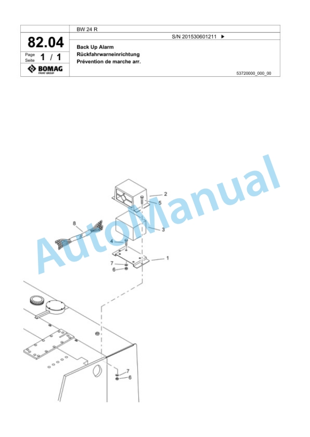 Bomag BW 24 R Pneumatic Tyred Roller Spare Parts Catalogue 00817552-5