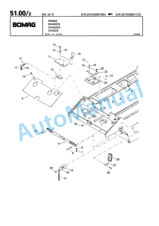 Bomag BW 24 R Pneumatic Tyred Roller Spare Parts Catalogue 00817854-3
