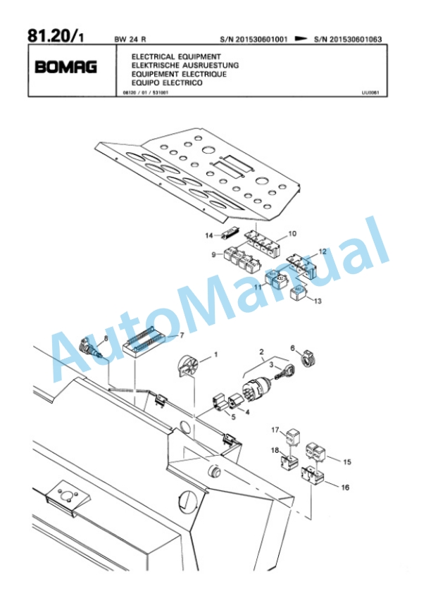 Bomag BW 24 R Pneumatic Tyred Roller Spare Parts Catalogue 00817854-5
