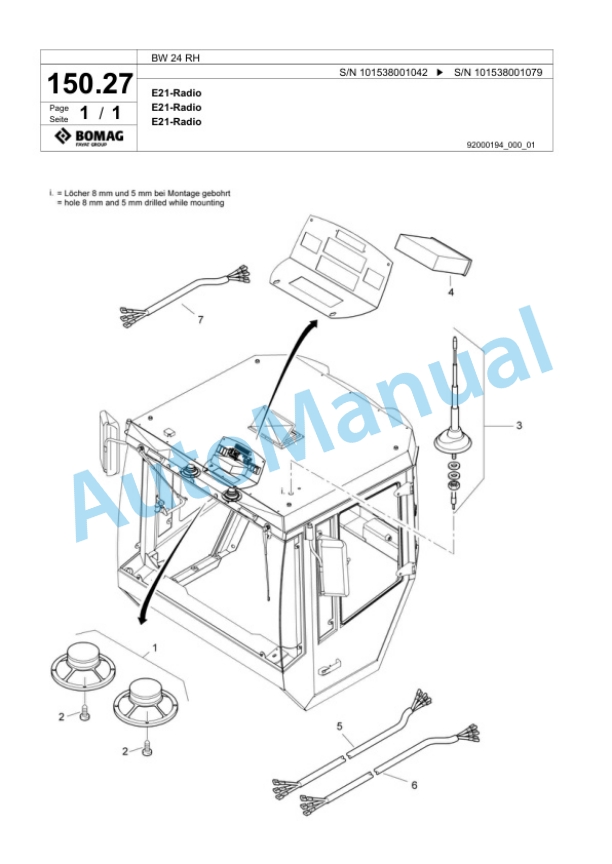 Bomag BW 24 RH Pneumatic Tyred Roller Spare Parts Catalogue 00817755-4