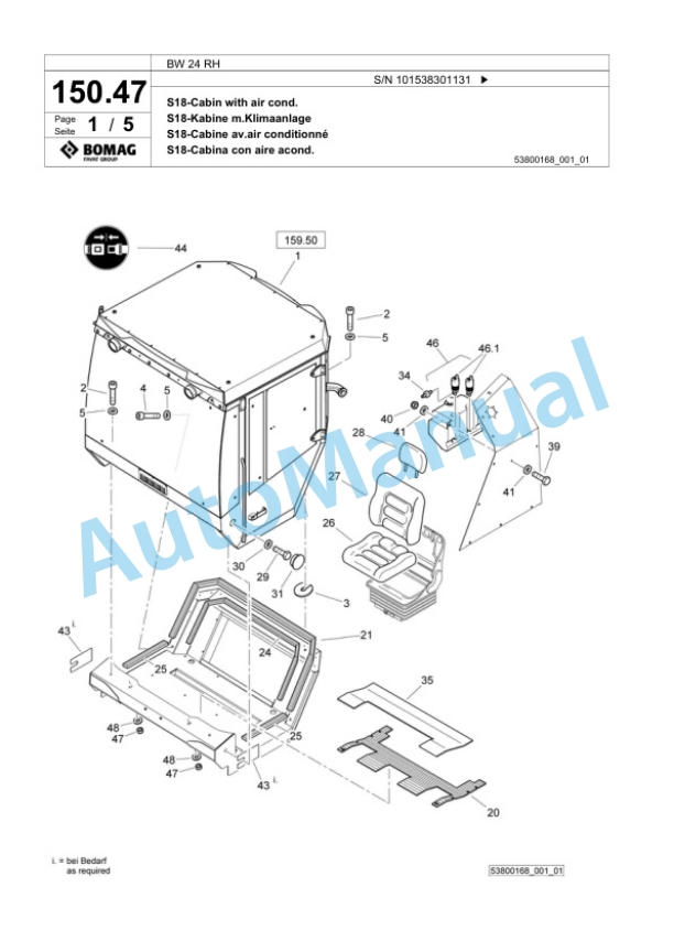 Bomag BW 24 RH Pneumatic Tyred Roller Spare Parts Catalogue 00818951-4