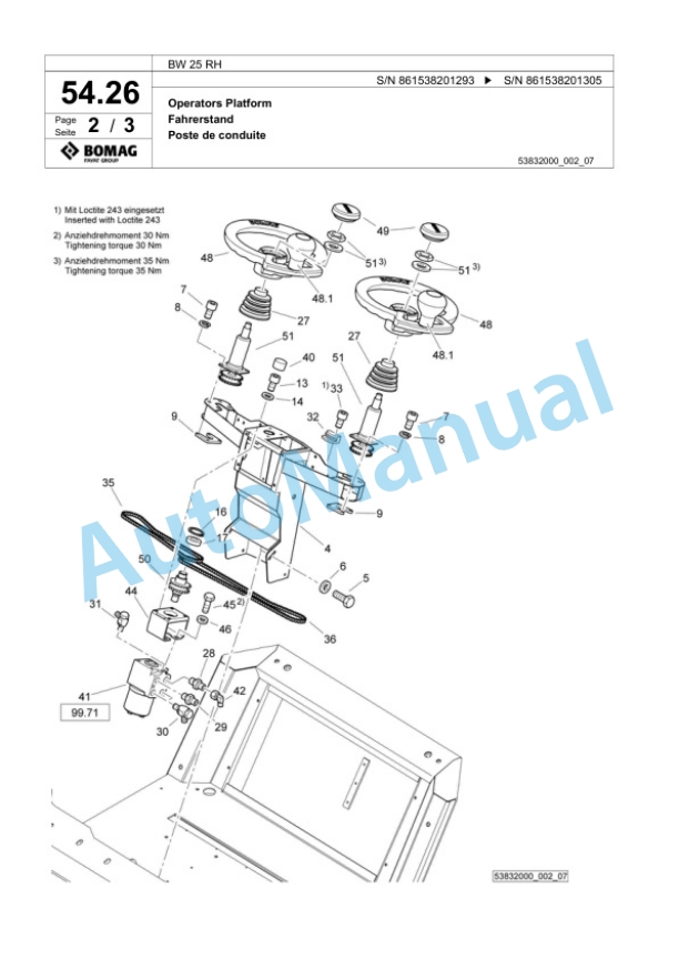 Bomag BW 25 RH Pneumatic Tyred Roller Spare Parts Catalogue 00818321-2