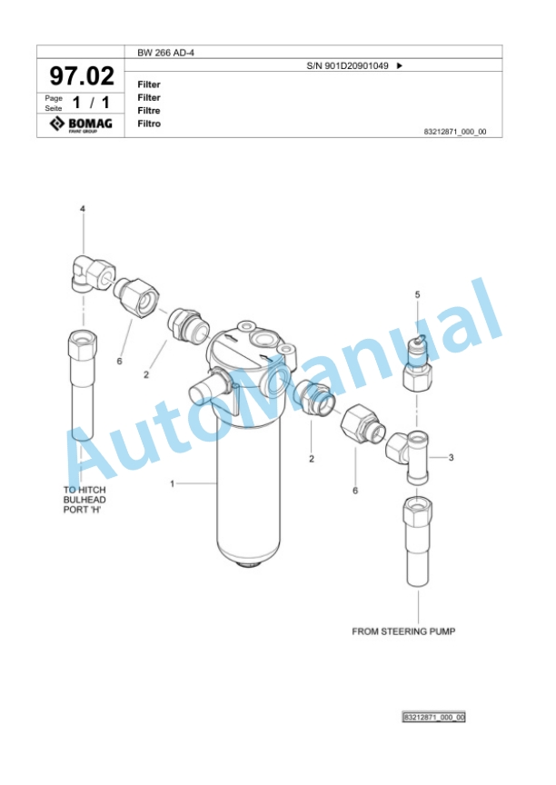 Bomag BW 266 AD-4 Tandem Vibratory Roller Spare Parts Catalogue 00818527-4