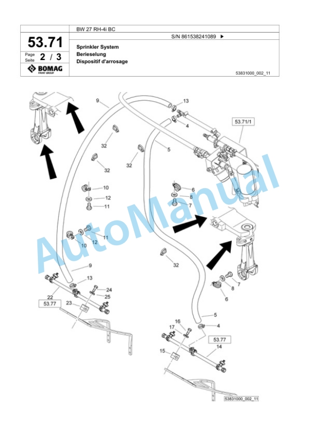 Bomag BW 27 RH-4i BC Pneumatic Tyred Roller Spare Parts Catalogue 00824723-2