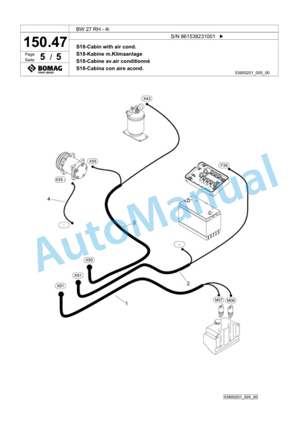 Bomag BW 27 RH-4i Pneumatic Tyred Roller Spare Parts Catalogue 00824409-5