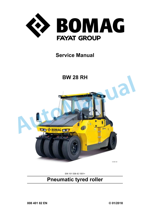 Bomag BW 28 RH Pneumatic Tyred Roller Service Manual 00840182