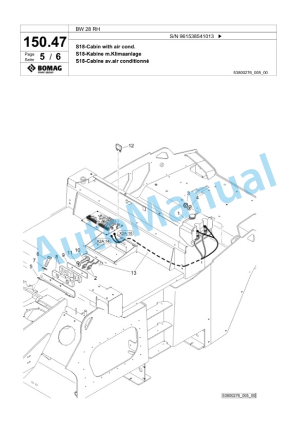 Bomag BW 28 RH Pneumatic Tyred Roller Spare Parts Catalogue 00826371-4