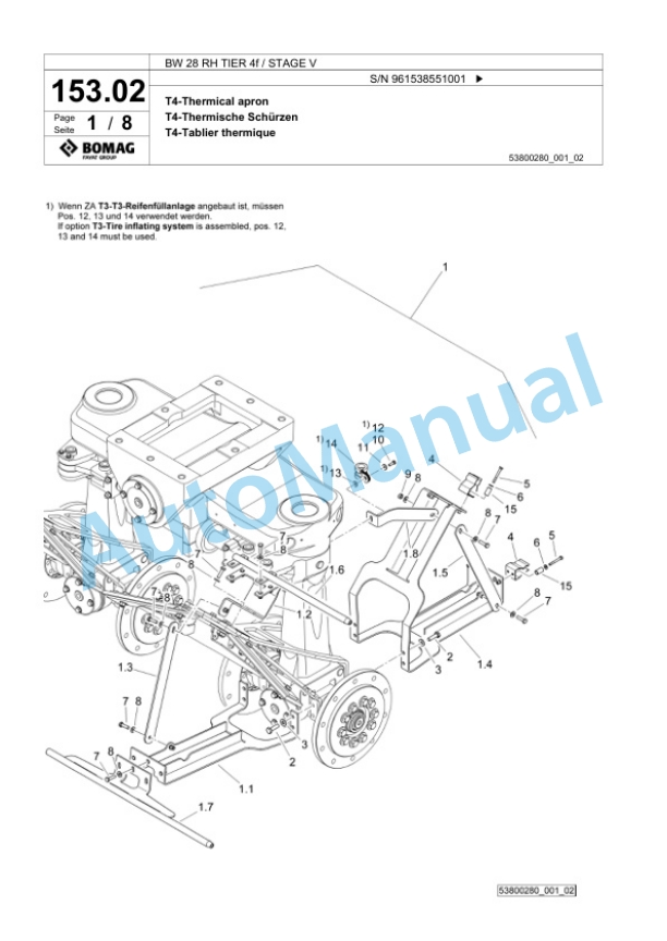 Bomag BW 28 RH TIER 4f - STAGE V Pneumatic Tyred Roller Spare Parts Catalogue 00826627-4