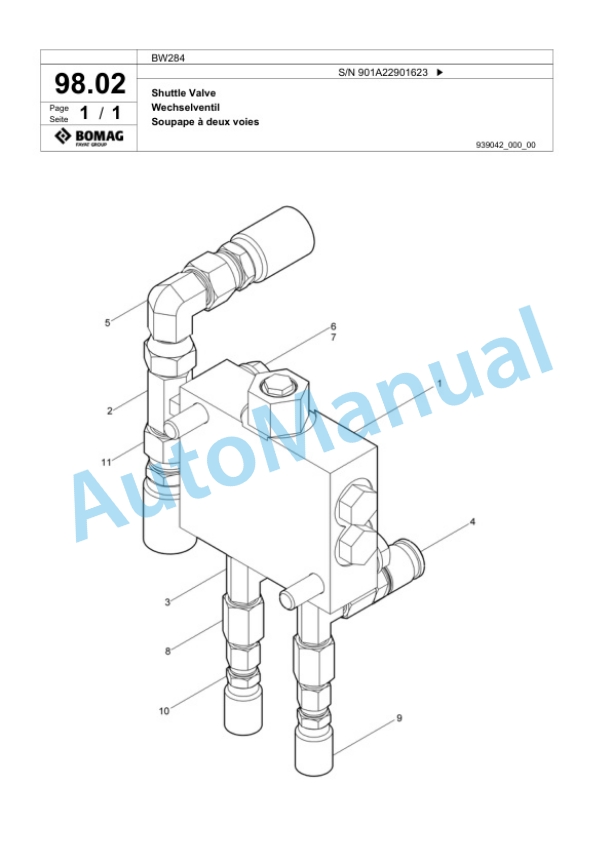 Bomag BW 284 Tandem Vibratory Roller Spare Parts Catalogue 00817829-4