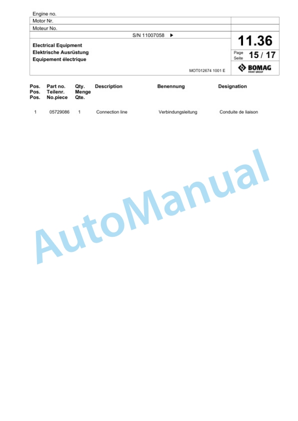 Bomag BW 332 DEEP IMPACT Single Drum Wheel Drive Vibratory Roller Spare Parts Catalogue 00818867-2
