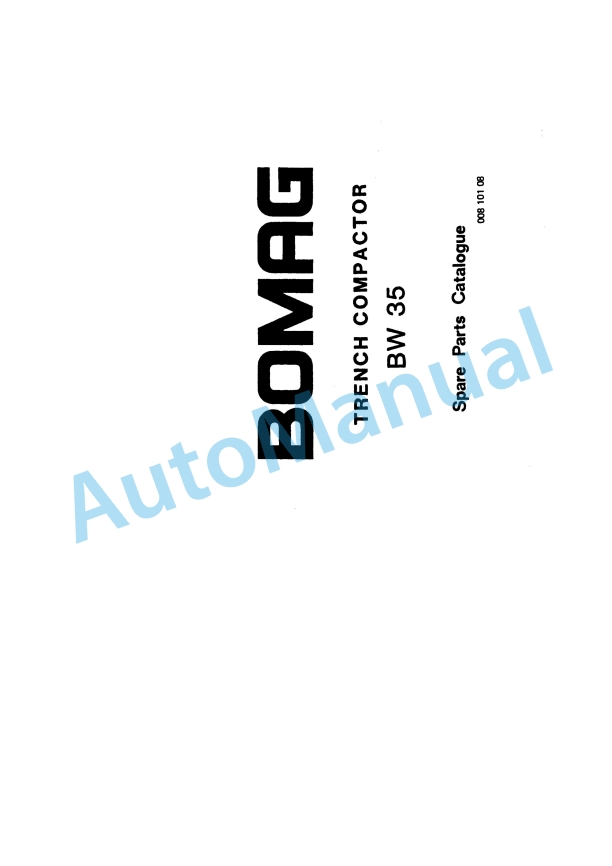 Bomag BW 35 Trench Compactor Spare Parts Catalogue 00810108
