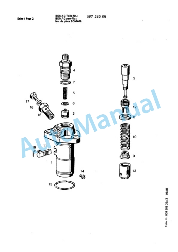Bomag BW 35 Trench Compactor Spare Parts Catalogue 00810108-5
