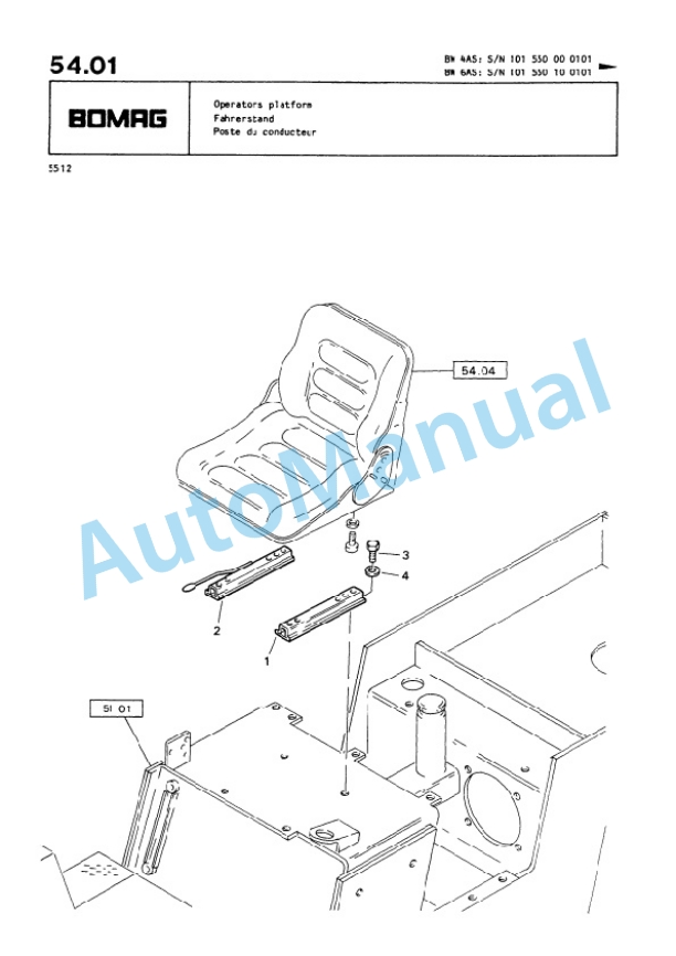 Bomag BW 4AS, BW 6AS Tandem Static Roller Spare Parts Catalogue 00813910-3