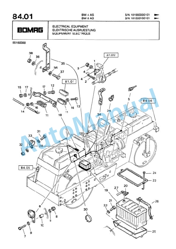 Bomag BW 4AS, BW 6AS Tandem Static Roller Spare Parts Catalogue 00813910-5