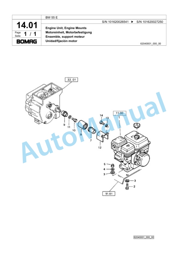 Bomag BW 55 E Single-Drum Vibration Roller Spare Parts Catalogue 00817553-2