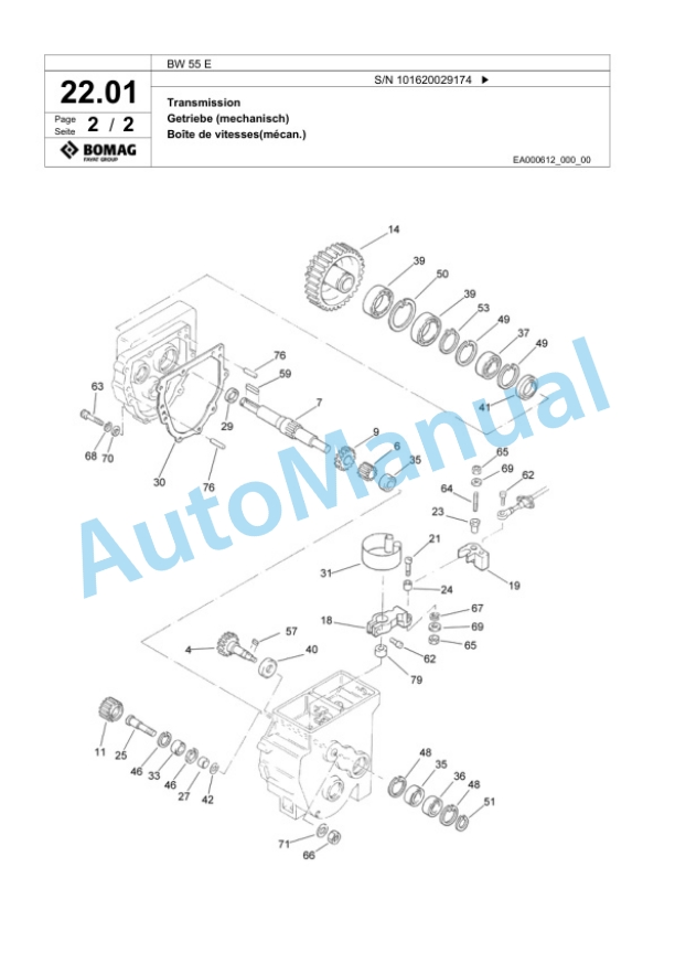 Bomag BW 55 E Single-Drum Vibration Roller Spare Parts Catalogue 00824061-2