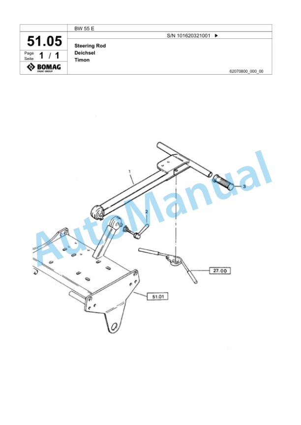 Bomag BW 55 E Single-Drum Vibration Roller Spare Parts Catalogue 00825513-2