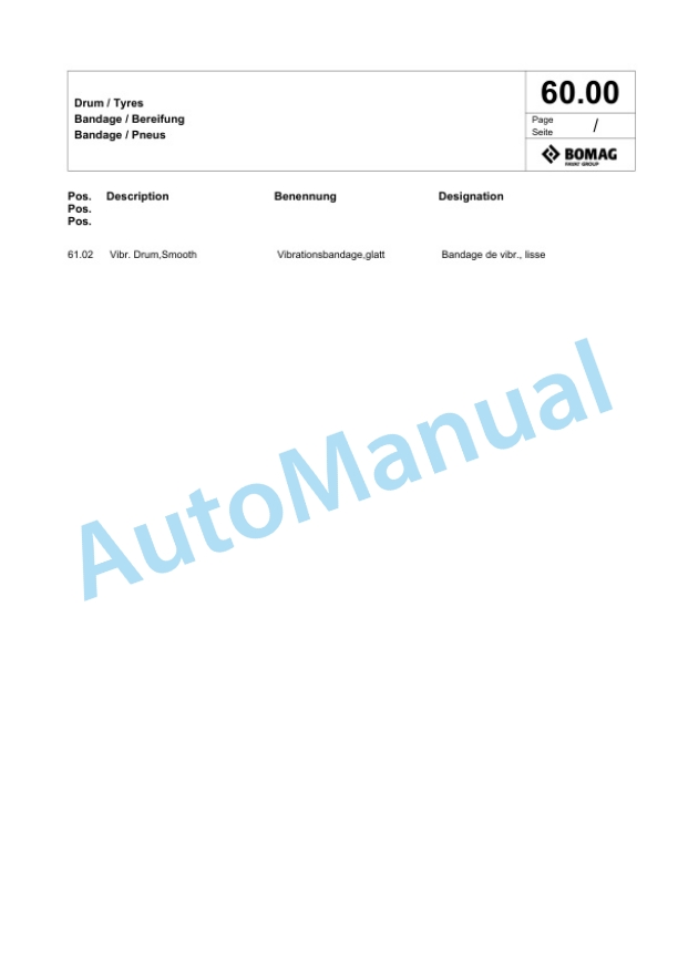 Bomag BW 55 E Single-Drum Vibration Roller Spare Parts Catalogue 00825513-3