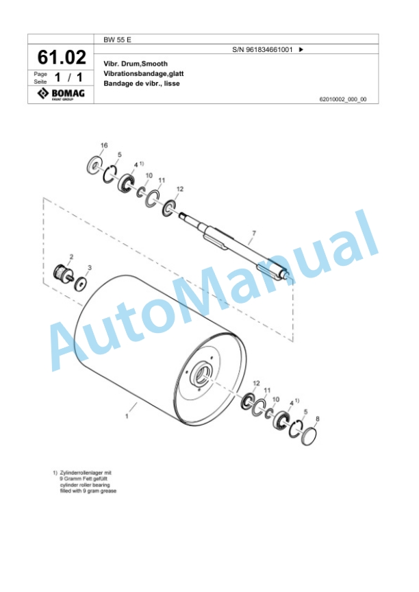 Bomag BW 55 E Single-Drum Vibration Roller Spare Parts Catalogue 00826473-5