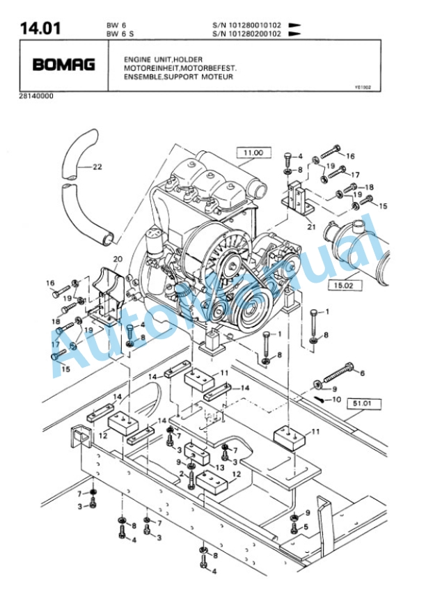 Bomag BW 6, BW 6S Towed Vibratory Rollers Spare Parts Catalogue 00812403-4