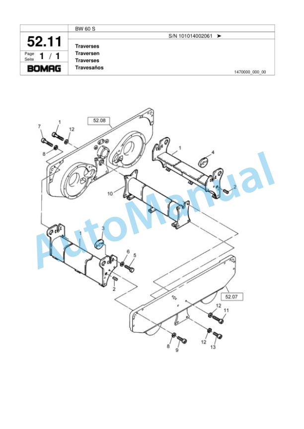 Bomag BW 6 S Double Vibratory Roller Spare Parts Catalogue 00817556-3