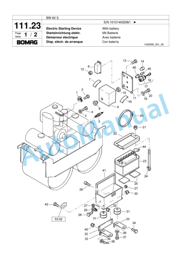 Bomag BW 6 S Double Vibratory Roller Spare Parts Catalogue 00817556-5