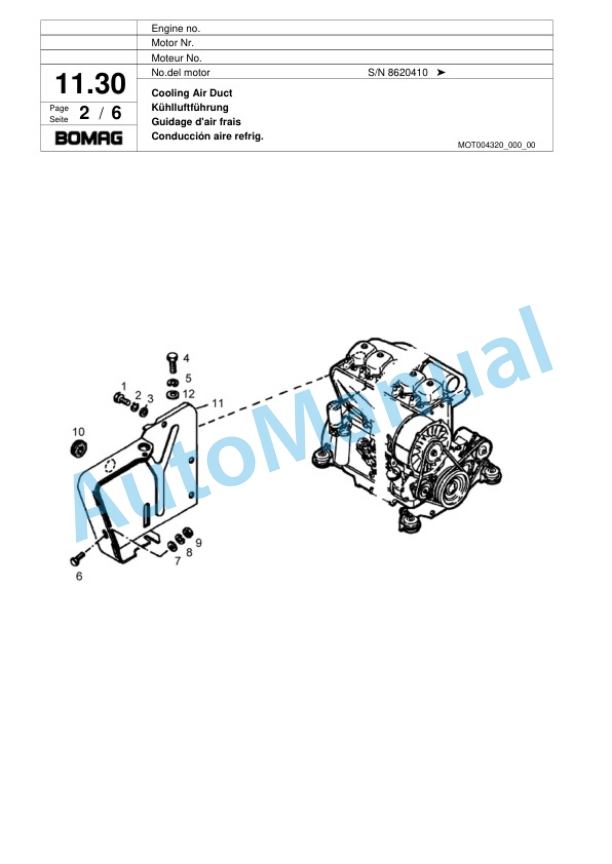 Bomag BW 6 S Tower Roller Spare Parts Catalogue 00817555-2