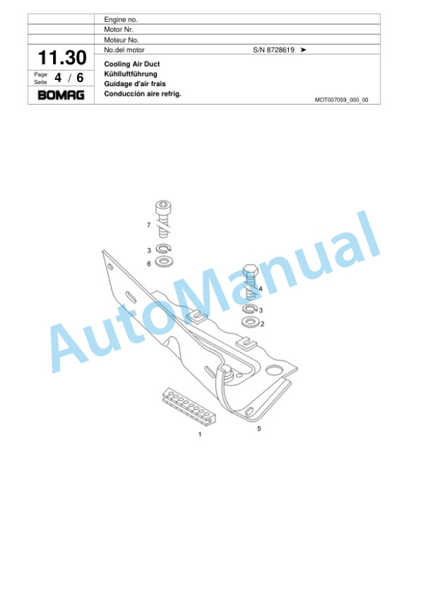 Bomag BW 6 S Tower Roller Spare Parts Catalogue 00817957-2