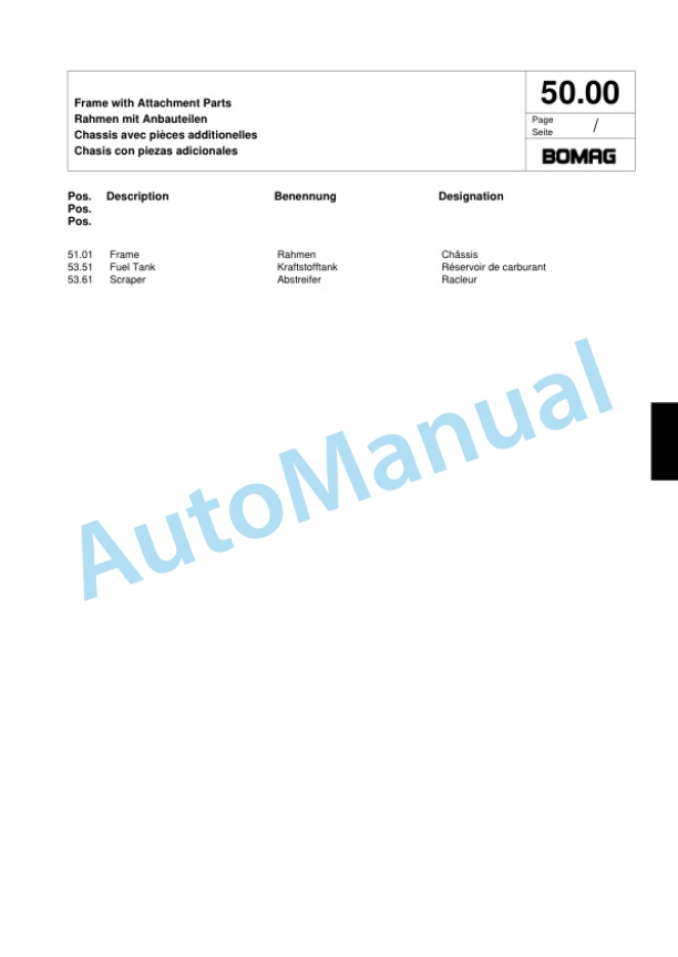 Bomag BW 6 S Tower Roller Spare Parts Catalogue 00817957-5