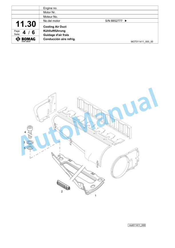 Bomag BW 6 S Tower Roller Spare Parts Catalogue 00818683-2