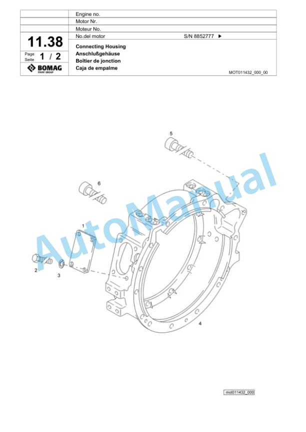 Bomag BW 6 S Tower Roller Spare Parts Catalogue 00818683-3