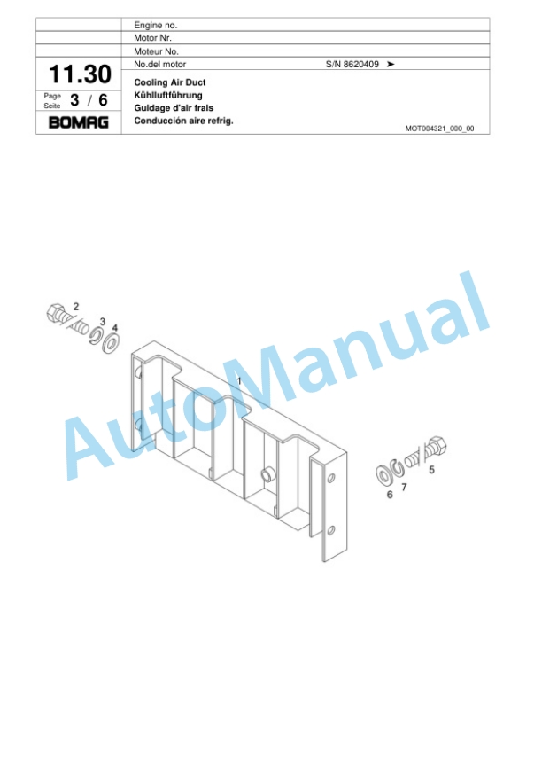 Bomag BW 6 Tower Roller Spare Parts Catalogue 00817554-2