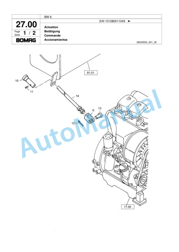 Bomag BW 6 Tower Roller Spare Parts Catalogue 00817554-4