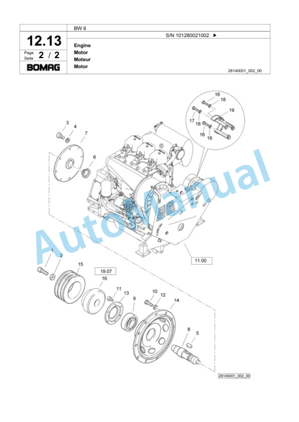 Bomag BW 6 Tower Roller Spare Parts Catalogue 00817955-3