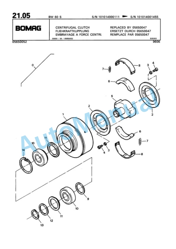 Bomag BW 60 S Double Vibratory Roller Spare Parts Catalogue 00810011-2