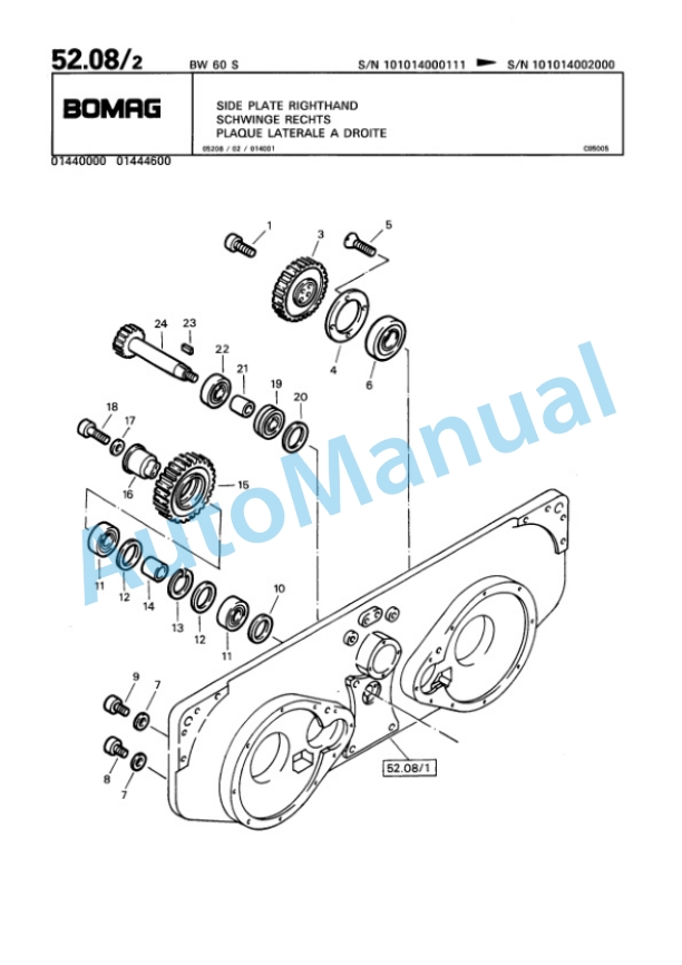 Bomag BW 60 S Double Vibratory Roller Spare Parts Catalogue 00810011-3