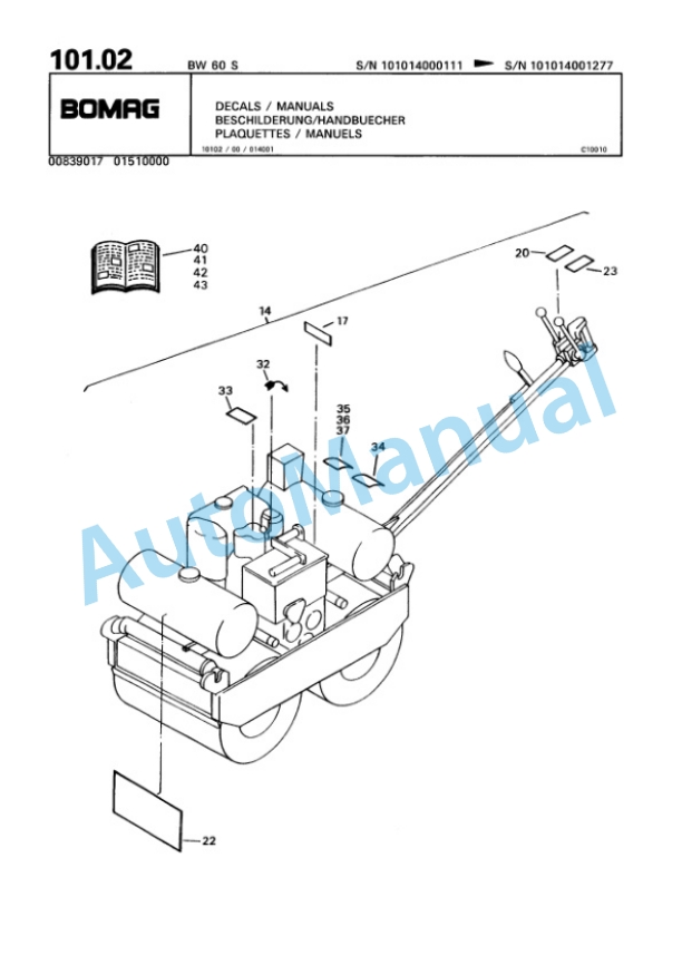 Bomag BW 60 S Double Vibratory Roller Spare Parts Catalogue 00810011-4