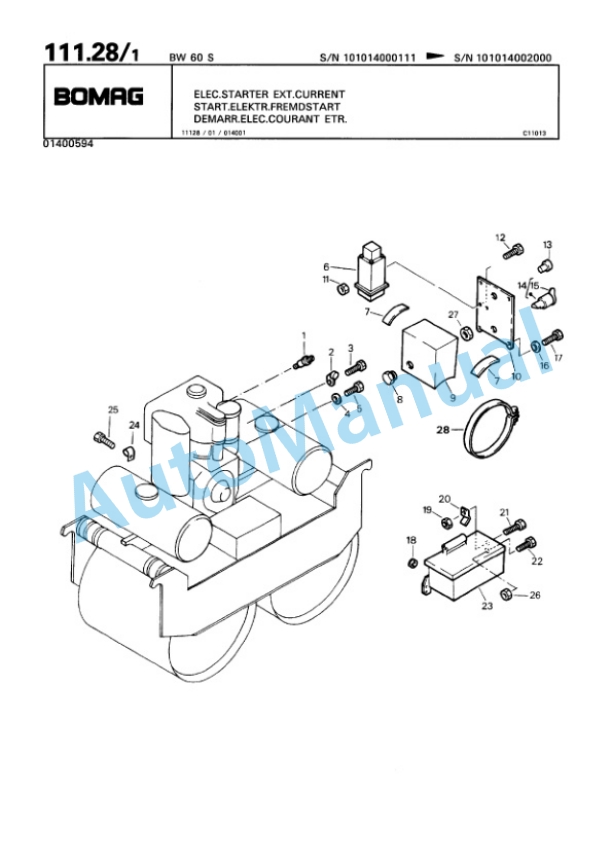 Bomag BW 60 S Double Vibratory Roller Spare Parts Catalogue 00810011-5