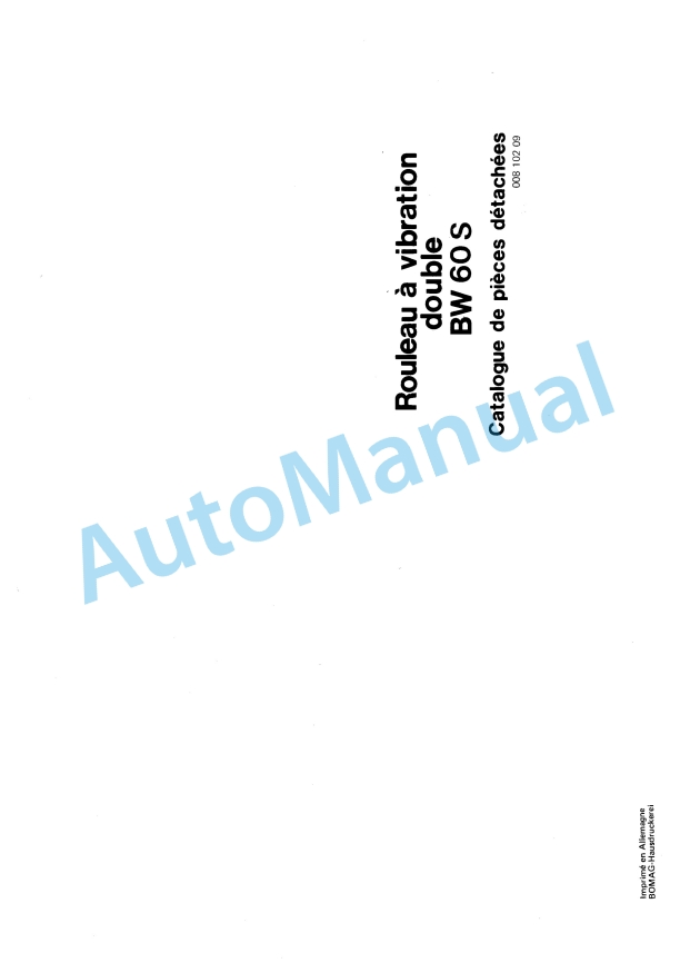 Bomag BW 60 S Double Vibratory Roller Spare Parts Catalogue 00810209 FR