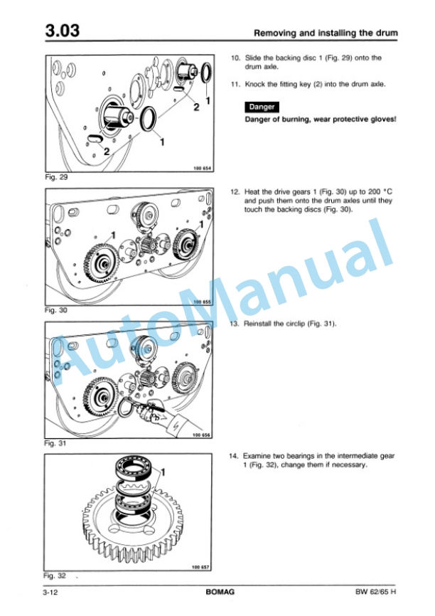 Bomag BW 62 H, BW 65 H Double Vibratory Roller Repair Instructions 00819017-5