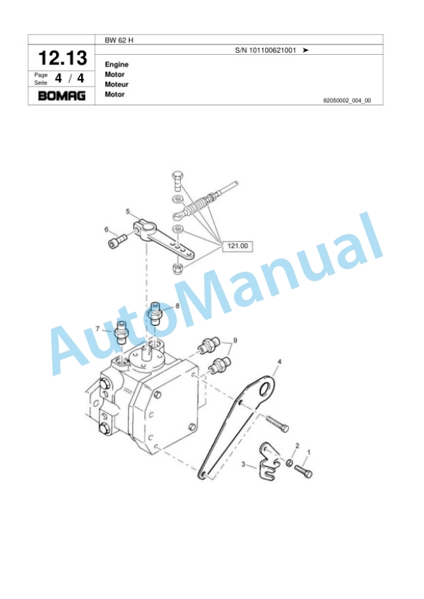 Bomag BW 62 H Double Vibratory Roller Spare Parts Catalogue 00818079-2
