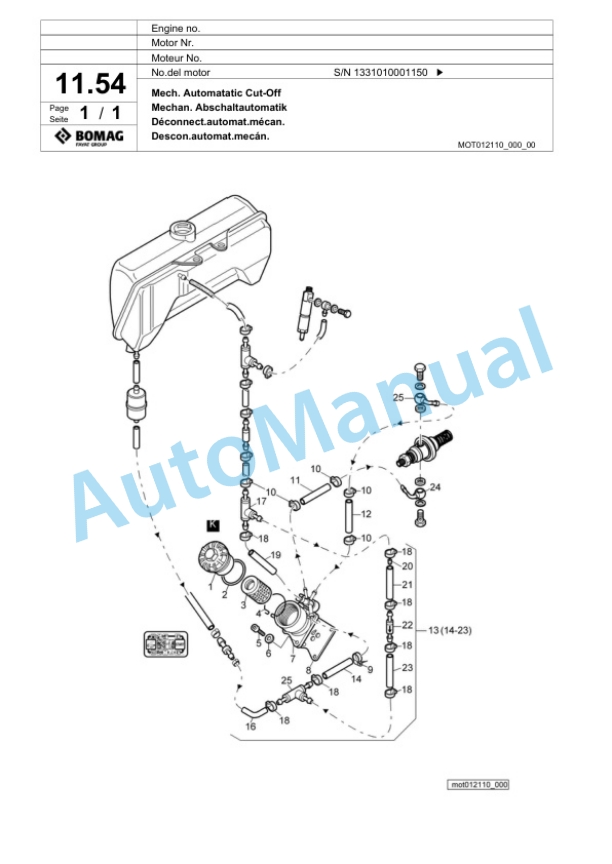 Bomag BW 62 H Double Vibratory Roller Spare Parts Catalogue 00818261-2