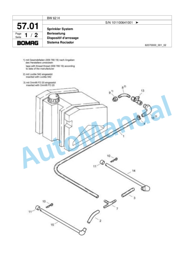 Bomag BW 62 H Double Vibratory Roller Spare Parts Catalogue 00818263-3