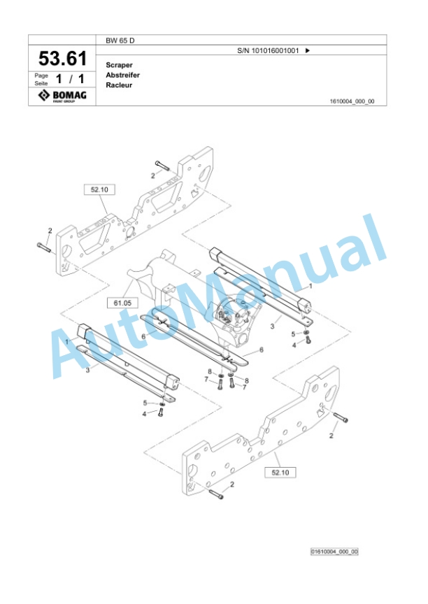 Bomag BW 65 D Double Vibratory Roller Spare Parts Catalogue 00826331-2