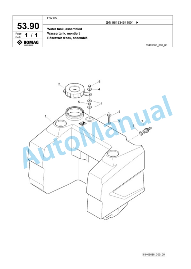 Bomag BW 65 Double Vibratory Roller Spare Parts Catalogue 00826395-2