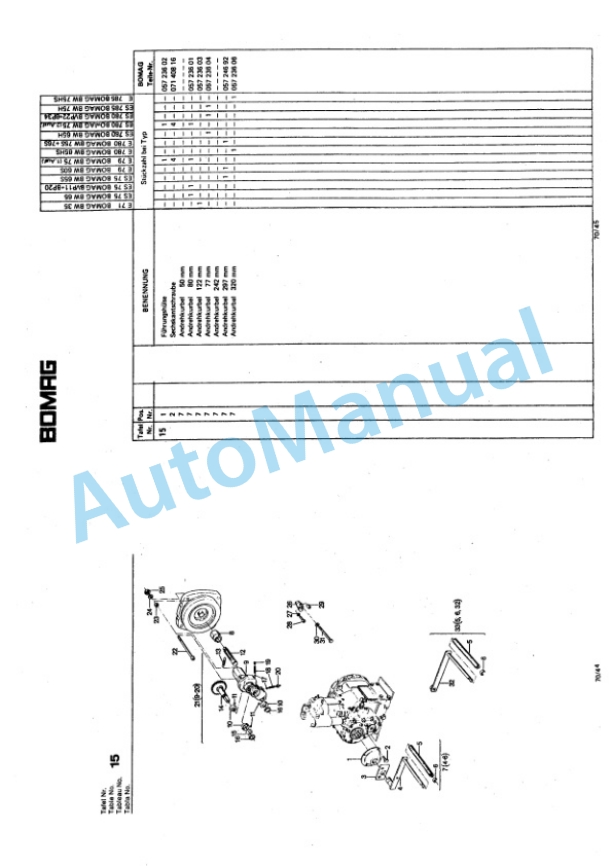 Bomag BW 65 H Double Vibratory Roller Spare Parts Catalogue 00810370 GE-3