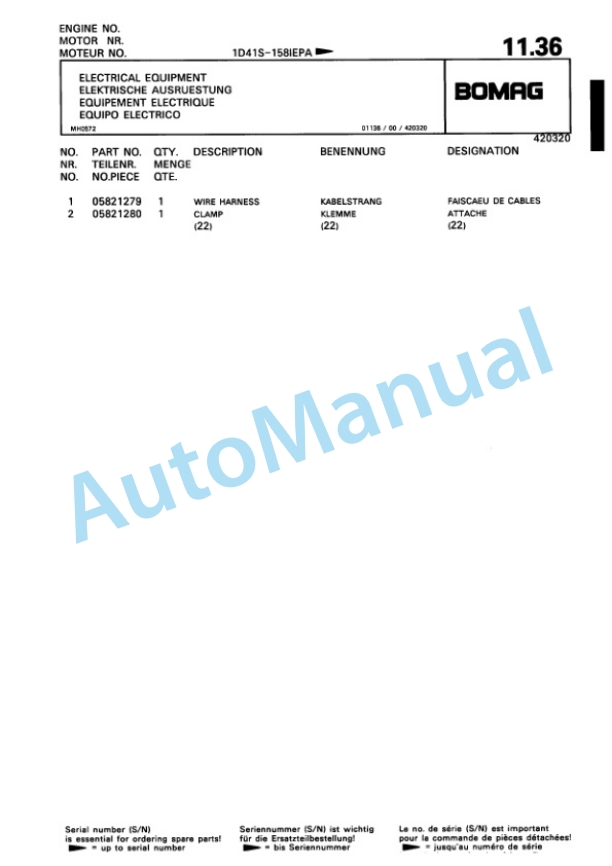 Bomag BW 65 H Double Vibratory Roller Spare Parts Catalogue 00816774-2