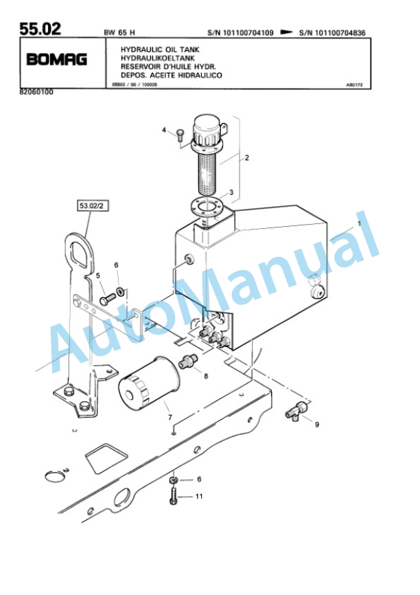 Bomag BW 65 H Double Vibratory Roller Spare Parts Catalogue 00816774-4